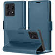 Case for Motorola Edge 50 Pro, ERBORD Glossy Litchi, wallet with flap, blue