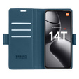 Case for Xiaomi 14T, ERBORD Glossy Litchi, wallet with flap, blue