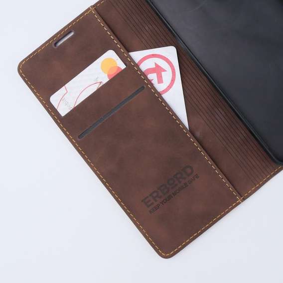 Etui do Motorola Moto G13/ G23 4G, ERBORD Vintage portfel z klapką, kawowe