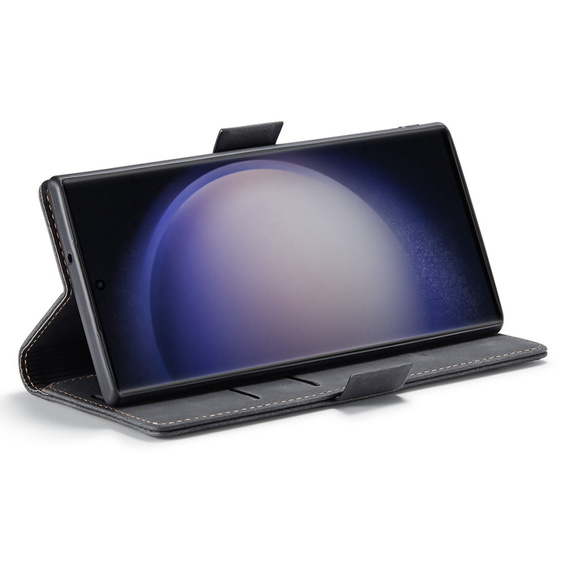 Etui do Samsung Galaxy S23 Ultra, ERBORD Vintage portfel z klapką, czarne