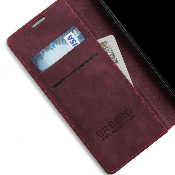 Etui do Realme 11 Pro 5G / Pro+ 5G, ERBORD Vintage portfel z klapką, czerwone