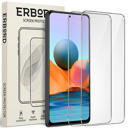 2x Tempered Glass for Xiaomi Redmi Note 10 Pro/10 Pro Max, ERBORD 9H Hard Glass for phone screen