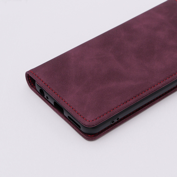 Etui do Motorola Moto G73, ERBORD Vintage portfel z klapką, czerwone