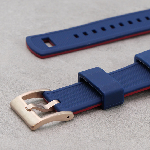 Pasek Silikonowy ERBORD Uniwersalny 20mm, Dual Color, niebieski / czerwony / różowo złota