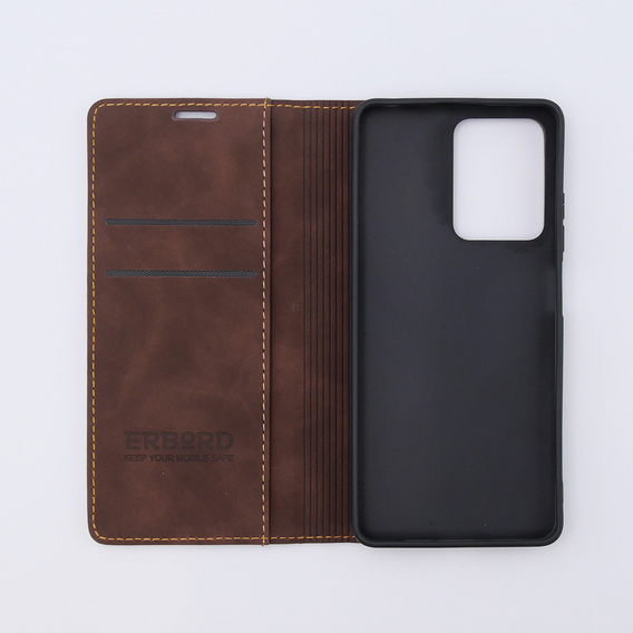 Case for Xiaomi Redmi Note 12 5G / Poco X5 5G, ERBORD Vintage, wallet with flap, coffee