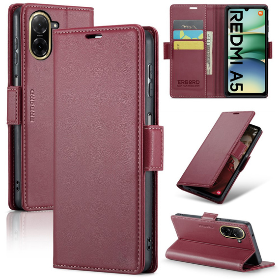 ERBORD Glossy Litchi wallet with flap for Xiaomi Redmi A5