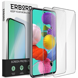 2x Tempered Glass for Samsung Galaxy A51, ERBORD 9H Hard Glass for phone screen