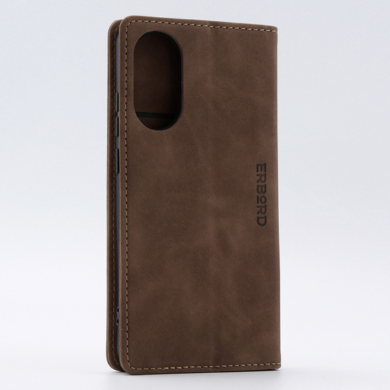 Etui do Oppo A78 4G, ERBORD Vintage portfel z klapką, kawowe