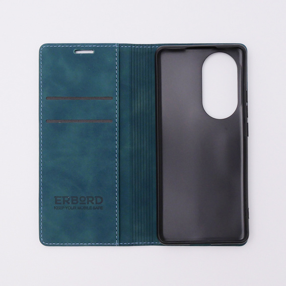 Case for Oppo Reno 10 / 10 Pro, ERBORD Vintage, wallet with flap, blue