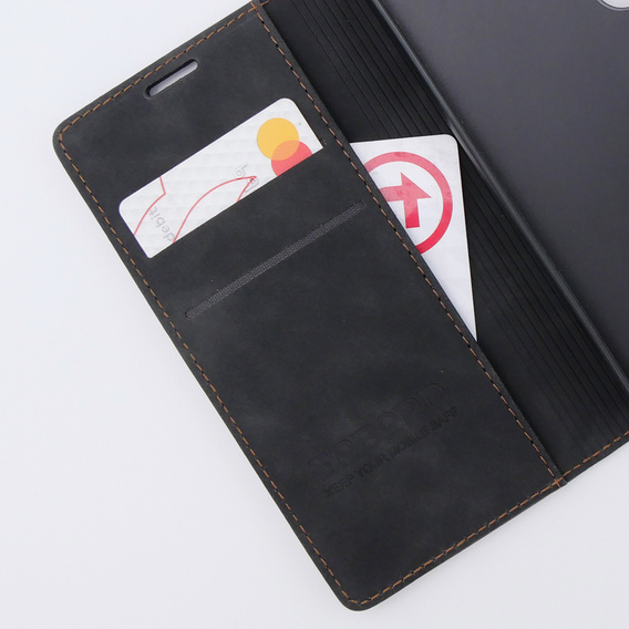 Case for Samsung Galaxy S23, ERBORD Vintage, wallet with flap, black