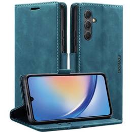Case for Samsung Galaxy A35 5G, ERBORD Vintage, wallet with flap, blue