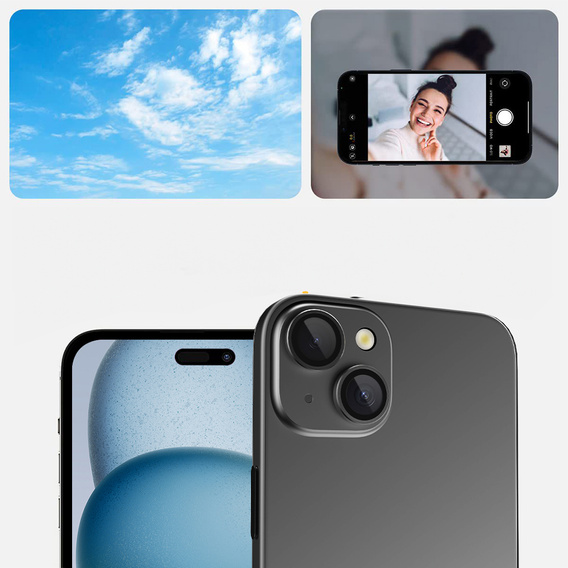 2x ERBORD OPTIK Pro Camera Tempered Glass for iPhone 15/15 Plus/14/14 Plus, black