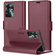 Case for Oppo Reno 11F, ERBORD Glossy Litchi, wallet with flap, red