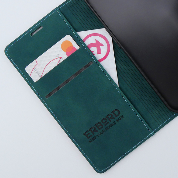 Etui do iPhone 15, ERBORD Vintage portfel z klapką, niebieskie