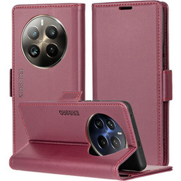 Etui do Realme 12 Pro 5G / 12 Pro+ 5G, ERBORD Glossy Litchi, portfel z klapką, czerwone