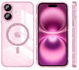 Case for iPhone 16, ERBORD Glitter MagSafe, pink + Screen Glass