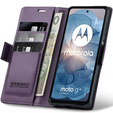 Case for Motorola Moto G24 Power, ERBORD Glossy Litchi, wallet with flap, purple