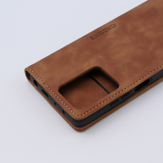 Etui do Xiaomi Redmi Note 12 5G / Poco X5 5G, ERBORD Vintage portfel z klapką, brązowe