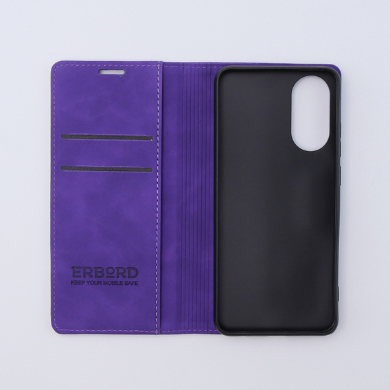 Etui do Oppo A78 4G, ERBORD Vintage portfel z klapką, fioletowe