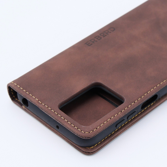 Case for Motorola Moto G53, ERBORD Vintage, wallet with flap, coffee