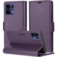Case for Oppo Reno 13, ERBORD Glossy Litchi, wallet with flap, purple