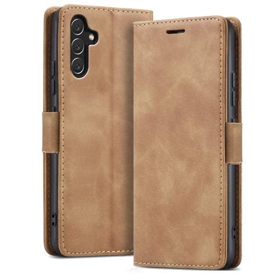 Case for Samsung Galaxy A14 4G/5G, ERBORD Vintage, wallet with flap, brown