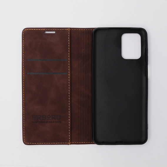 Case for Motorola Moto E13 4G, ERBORD Vintage, wallet with flap, coffee