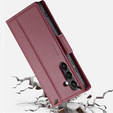 Case for Samsung Galaxy S24, ERBORD Glossy Litchi, wallet with flap, red