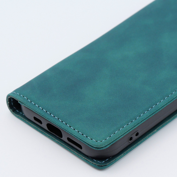 Etui do iPhone 15, ERBORD Vintage portfel z klapką, niebieskie