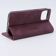 Case for iPhone 15, ERBORD Vintage, wallet with flap, red