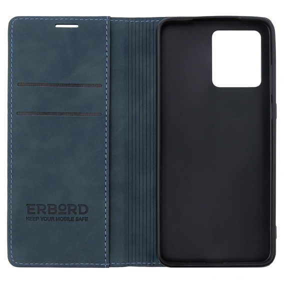 Case for Motorola Edge 40 Neo, ERBORD Vintage, wallet with flap, blue