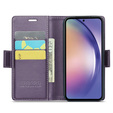 Case for Samsung Galaxy A55, ERBORD Glossy Litchi, wallet with flap, purple