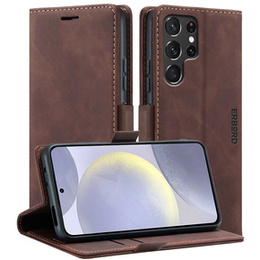 Case for Samsung Galaxy S24 Ultra, ERBORD Vintage, wallet with flap, coffee