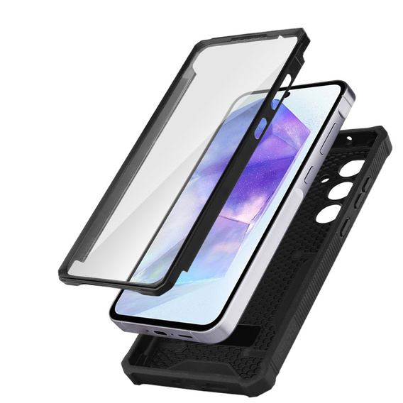 Case for Samsung Galaxy A55, ERBORD Rugged Case, black (Two frames)