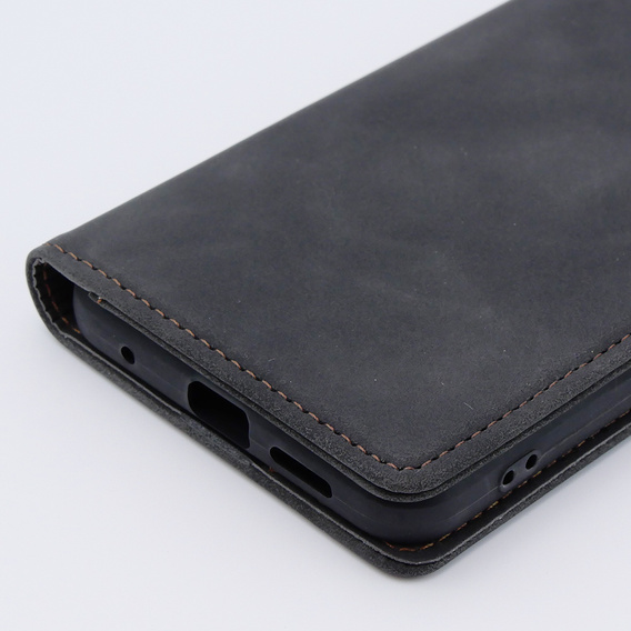 Case for Xiaomi Redmi Note 12 4G, ERBORD Vintage, wallet with flap, black