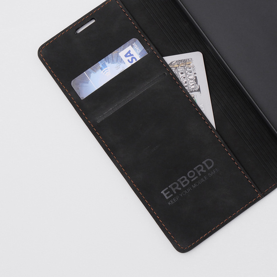 Case for Oppo A78 4G, ERBORD Vintage, wallet with flap, black