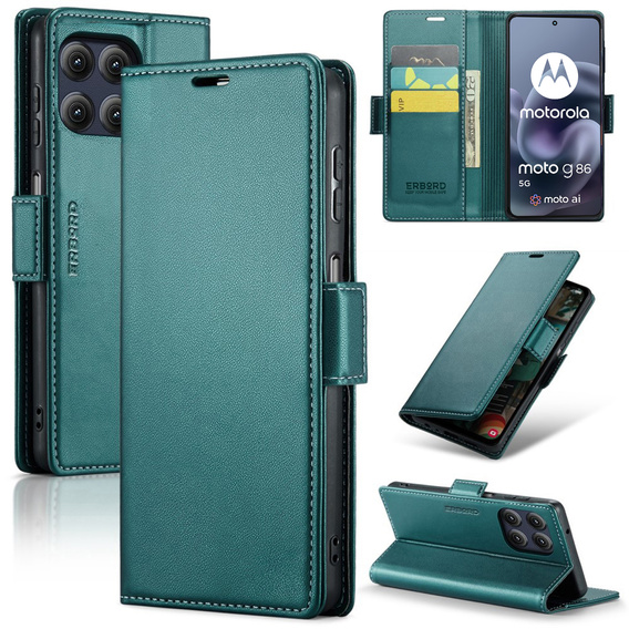 ERBORD Glossy Litchi wallet with flap for Motorola Moto G86 5G / G86 Power 5G