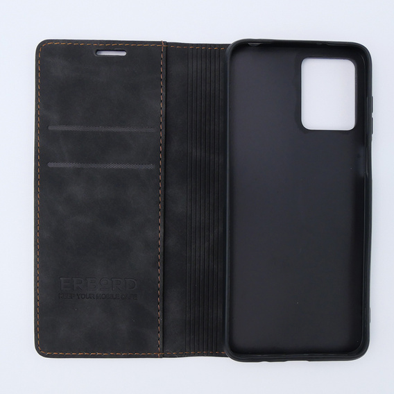 Etui do Motorola Moto G53, ERBORD Vintage portfel z klapką, czarne