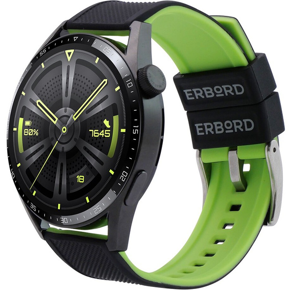 ERBORD Universal Silicone Strap 22mm, Dual Color, grey / black / black buckle