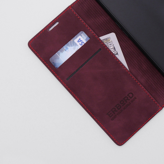Etui do Oppo A78 4G, ERBORD Vintage portfel z klapką, czerwone