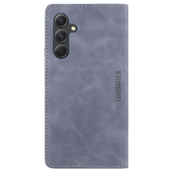 Case for Samsung Galaxy A54, ERBORD Vintage, wallet with flap, grey
