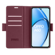 Case for Oppo A60, ERBORD Glossy Litchi, wallet with flap, red