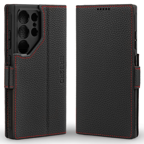 Leather case for Samsung Galaxy S24 Ultra, ERBORD LeatherWallet, black