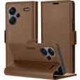 Case for Xiaomi Redmi Note 13 Pro+, ERBORD Glossy Litchi, wallet with flap, brown