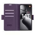 Case for Xiaomi 14T Pro, ERBORD Glossy Litchi, wallet with flap, purple