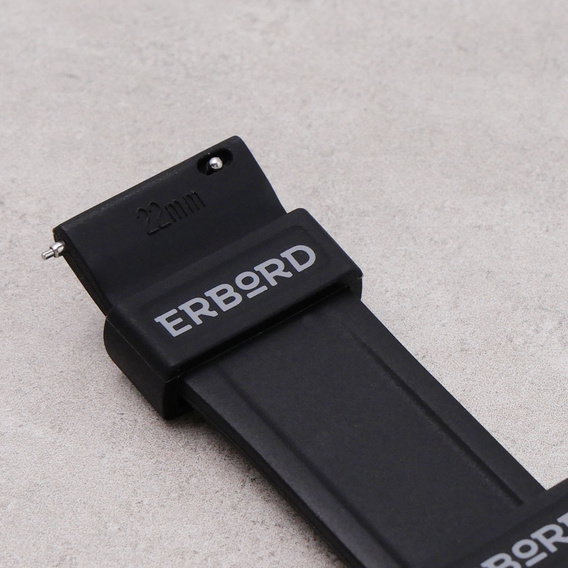 ERBORD Universal Silicone Strap 22mm, Dual Color, black / black buckle