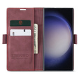 Case for Samsung Galaxy S23 Ultra, ERBORD Vintage, wallet with flap, red