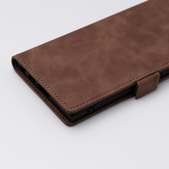 Case for Samsung Galaxy S24 Ultra, ERBORD Vintage, wallet with flap, coffee