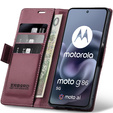 Etui ERBORD Glossy Litchi, portfel z klapką do Motorola Moto G86 5G / G86 Power 5G – czerwone