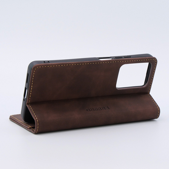 Case for Xiaomi Redmi Note 12 5G / Poco X5 5G, ERBORD Vintage, wallet with flap, coffee